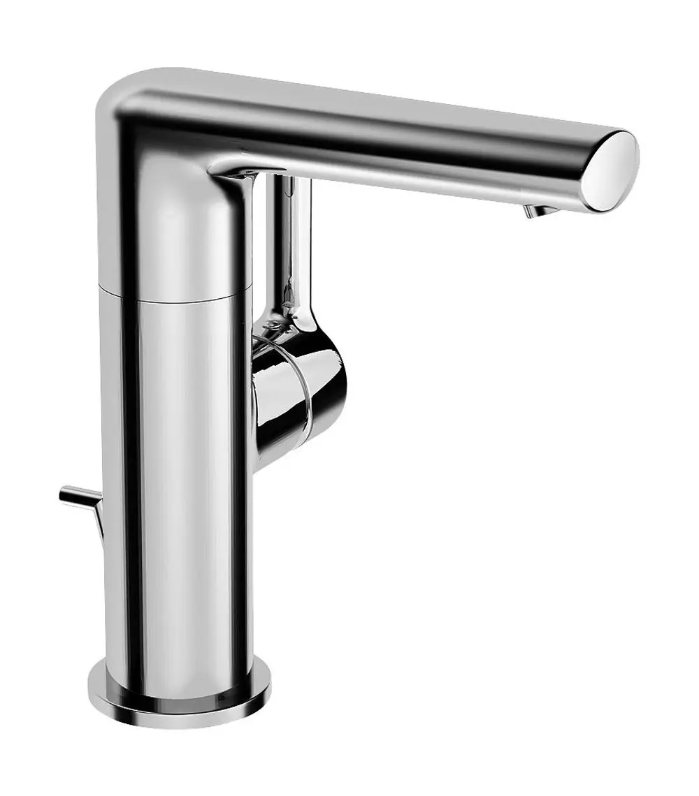 Einhebelmischer aus Chrom mit seitlichem Hebel. Der Wasserhahn hat eine moderne Form und ist für den Waschtisch geeignet. Hersteller ist HANSA.